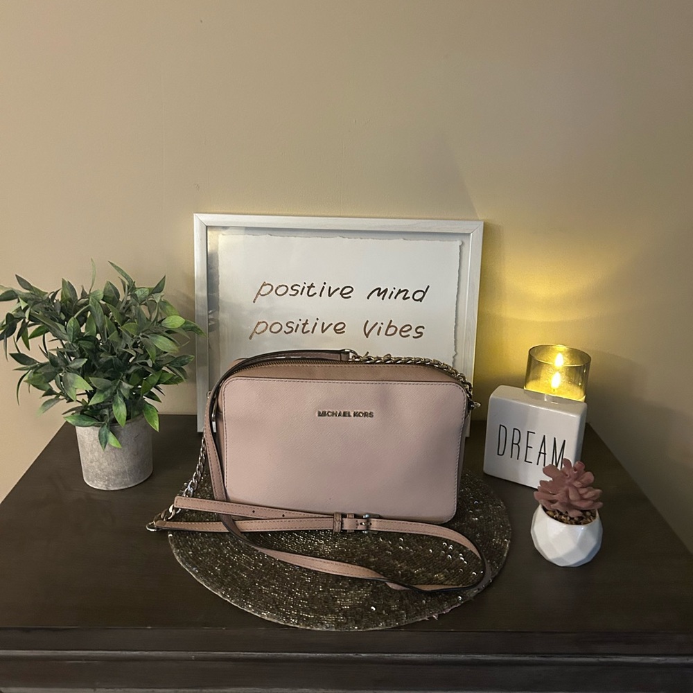 Michael Kors Pink Saffiano Leather Crossbody Bag